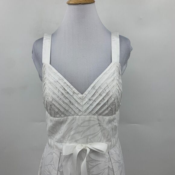 BCBG Paris Floral White Midi Dress Womens 10 Sleeveless Pleat Front Lined *READ - Picture 4 of 13